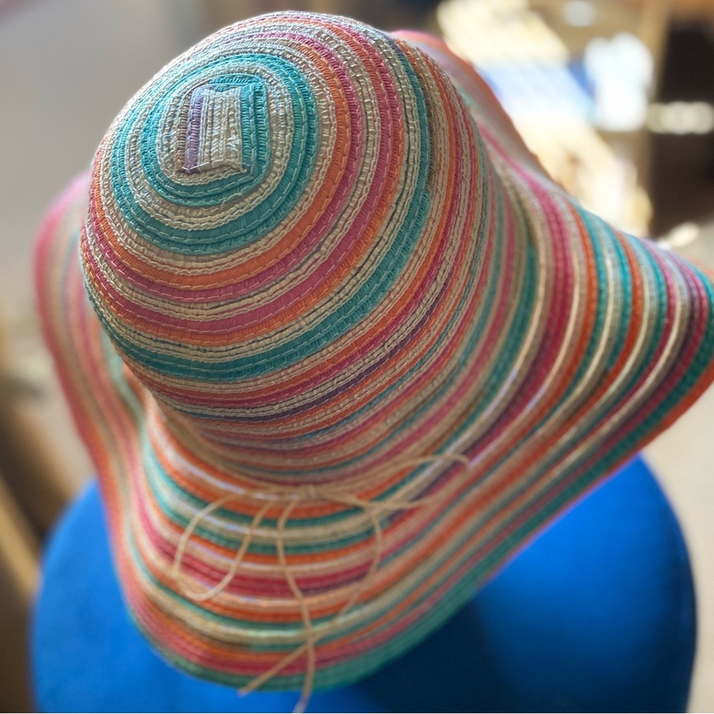 Colorful Wide Paper Brim Sun Hat - Picture 4 of 14
